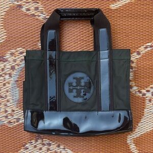 Tory Burch Black Nylon & Rubber Messenger Tote